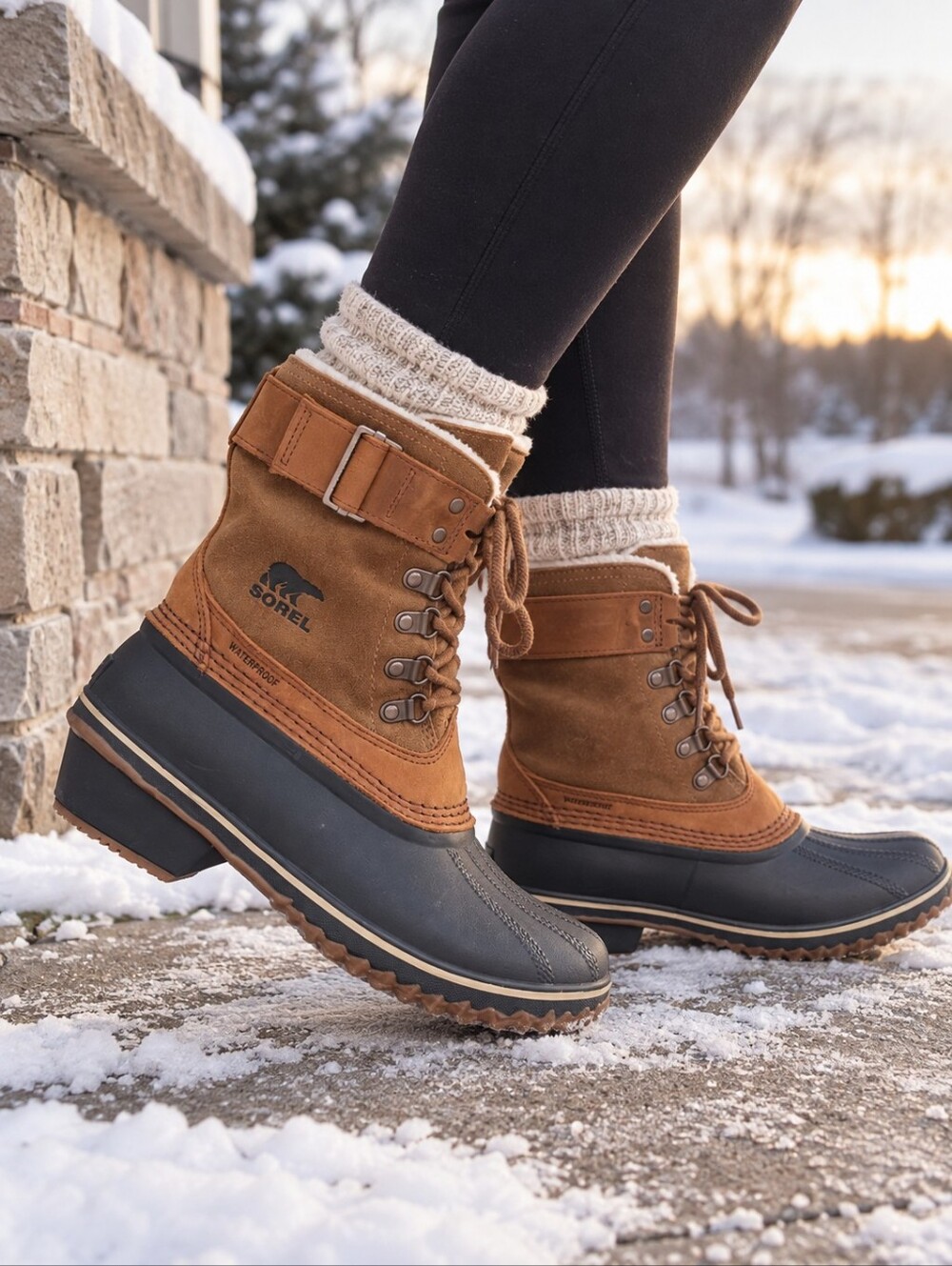 Sorel Winter Fancy Lace II Snow Boot In Elk/Grizzly Bear Size 9
